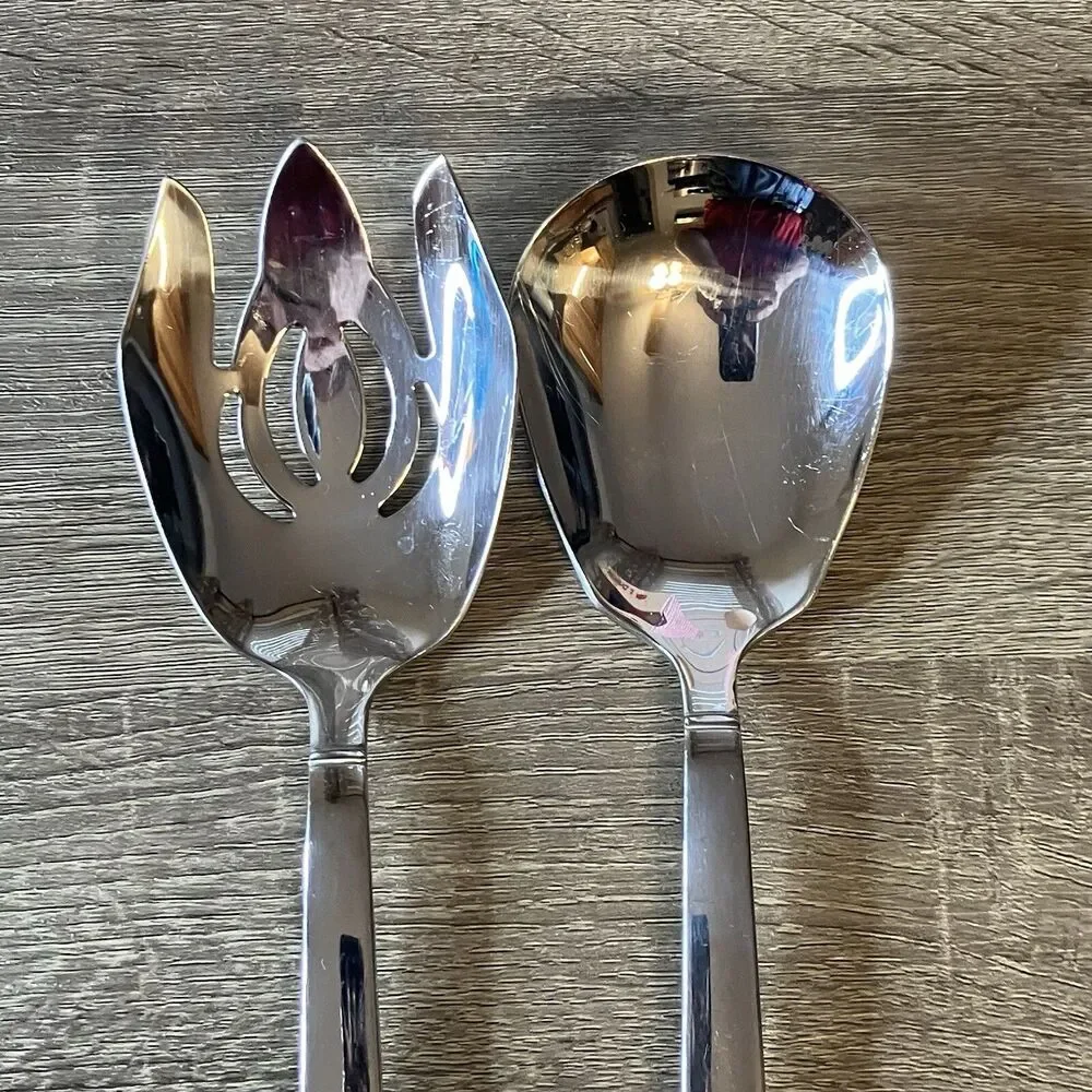 Reed & Barton HARVEST BOUQUET Stainless 18/10 Silverware Salad Serving Set